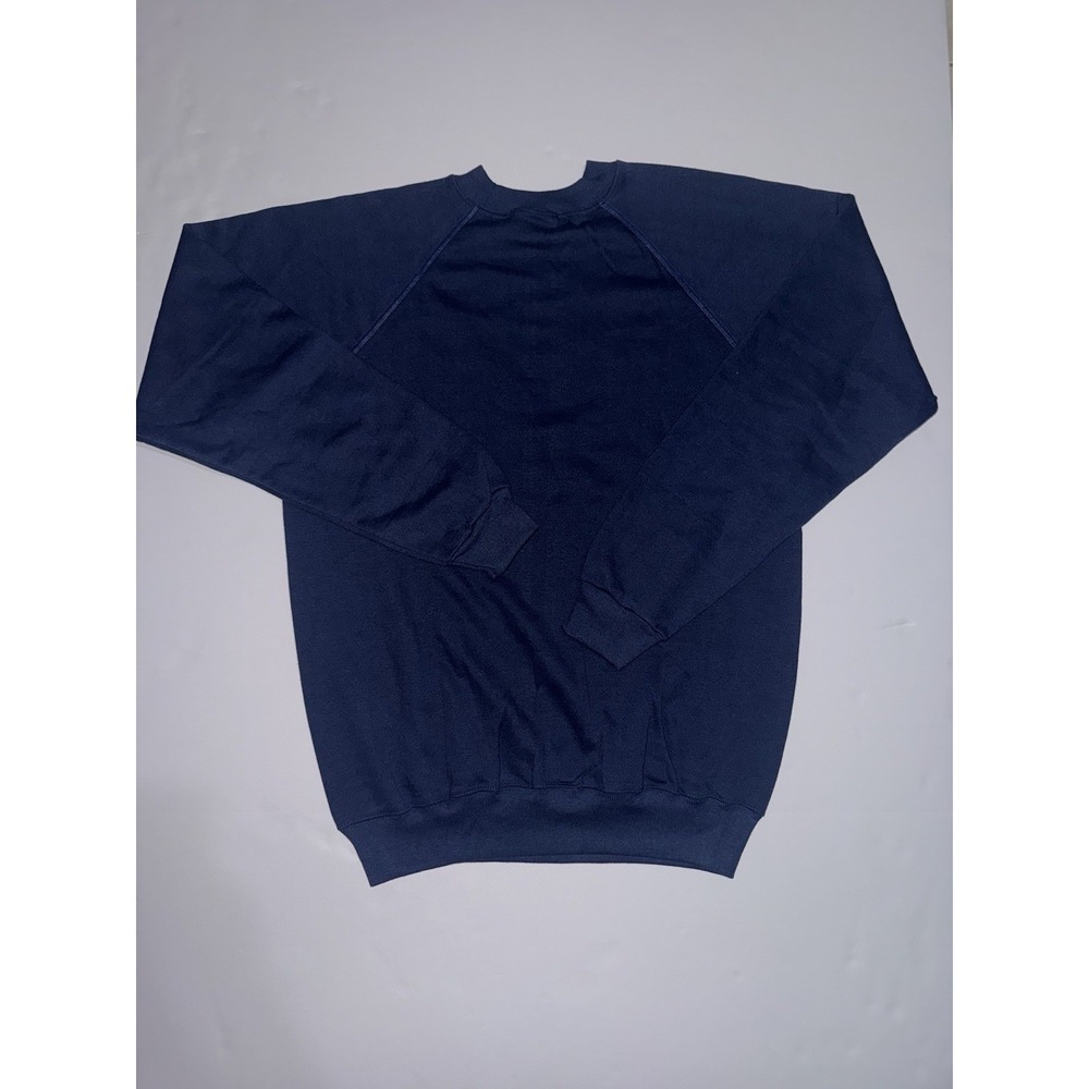 VTG Hanes Sweatshirt Adult L Blue Blank 80s Mens Pullover USA Raglan Sweater